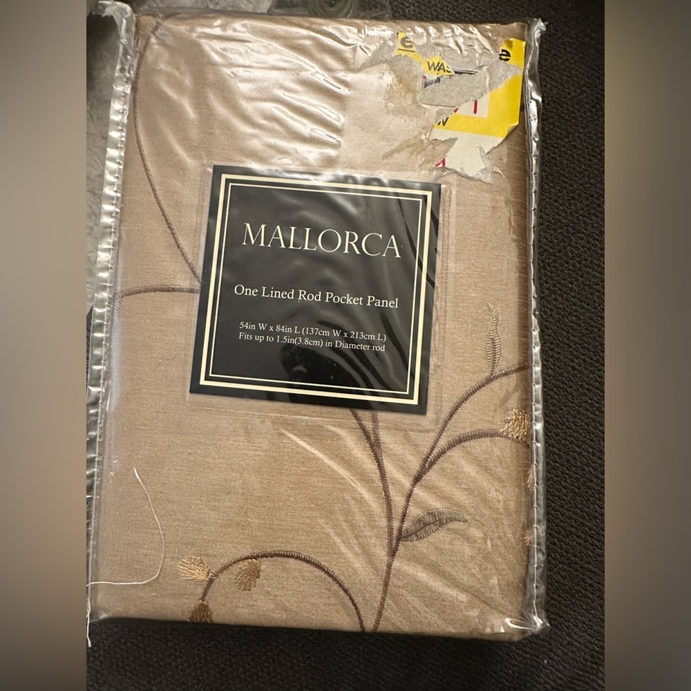 Mallorca One Lined Rod Pocket Panel- Unused and never opened